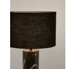 Lampe de table Vex en marbre noir et abat-jour en lin noir.