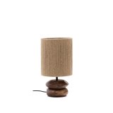 Kor table lamp made of jute and acacia wood in a dark finish