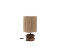Kor table lamp made of jute and acacia wood in a dark finish