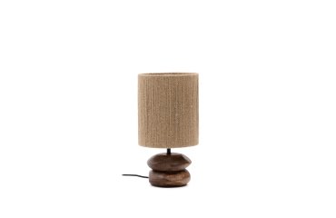 Lampe de table Kor en bois d’acacia finition foncée et jute