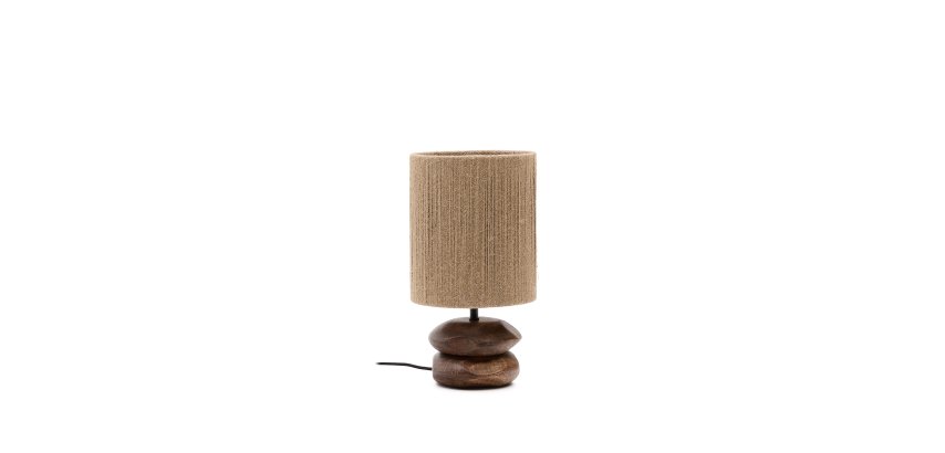 DE_Lampe de table Kor en bois d’acacia finition foncée et jute