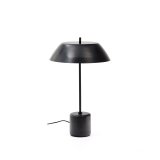 Lampe de table Sayra en marbre noir et métal peint noir