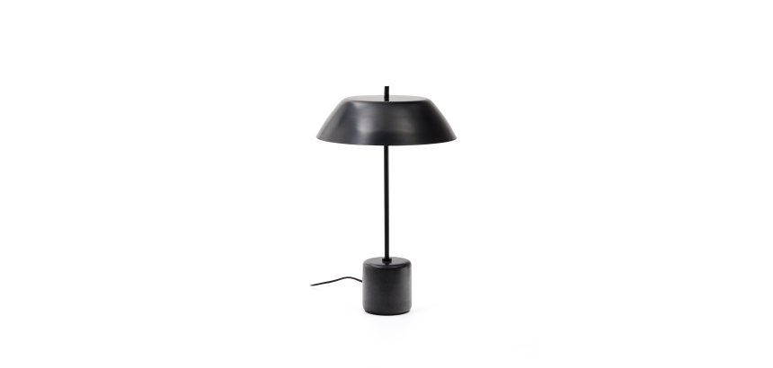 Lampe de table Sayra en marbre noir et métal peint noir