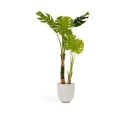 Planta artificial Monstera con maceta de cemento negro 130 cm
