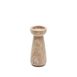 Magan small beige travertine candle holder