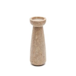 Magan large beige travertine candle holder