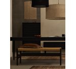 Banc Zaide en bois de chêne finition noire et assise en corde 120 cm