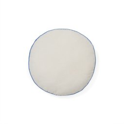 Coussin rond Saya en coton blanc et bleu Ø 40 cm