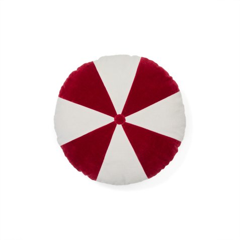 Coussin rond Odet en coton blanc et rouge Ø 45 cm