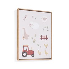 Tableau Pecky avec motifs d’animaux et tracteur multicolore 40 x 30 cm