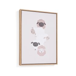 Milu picture of beige and white sheep, 40 x 30 cm