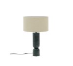 Lampada da tavolo Vex in marmo verde con paralume in lino grigio