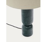 Lampada da tavolo Vex in marmo verde con paralume in lino grigio