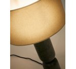 Lampada da tavolo Vex in marmo verde con paralume in lino grigio