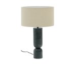 Vex table lamp in green marble with a grey linen shade