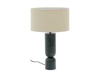 Vex table lamp in green marble with a grey linen shade