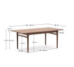 Table extensible Elan en placage et bois de noyer 200 (260 ) x 100 cm