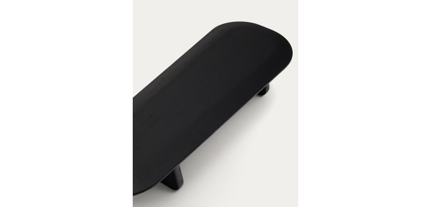 Table basse Pirita en bois de chêne finition noire 146 x 56,5 cm