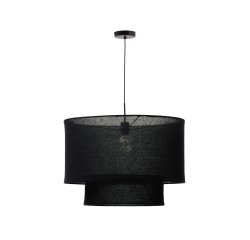 Paralume per lampada da soffitto Mariela in lino con finitura nera  Ø 60 x 40 cm