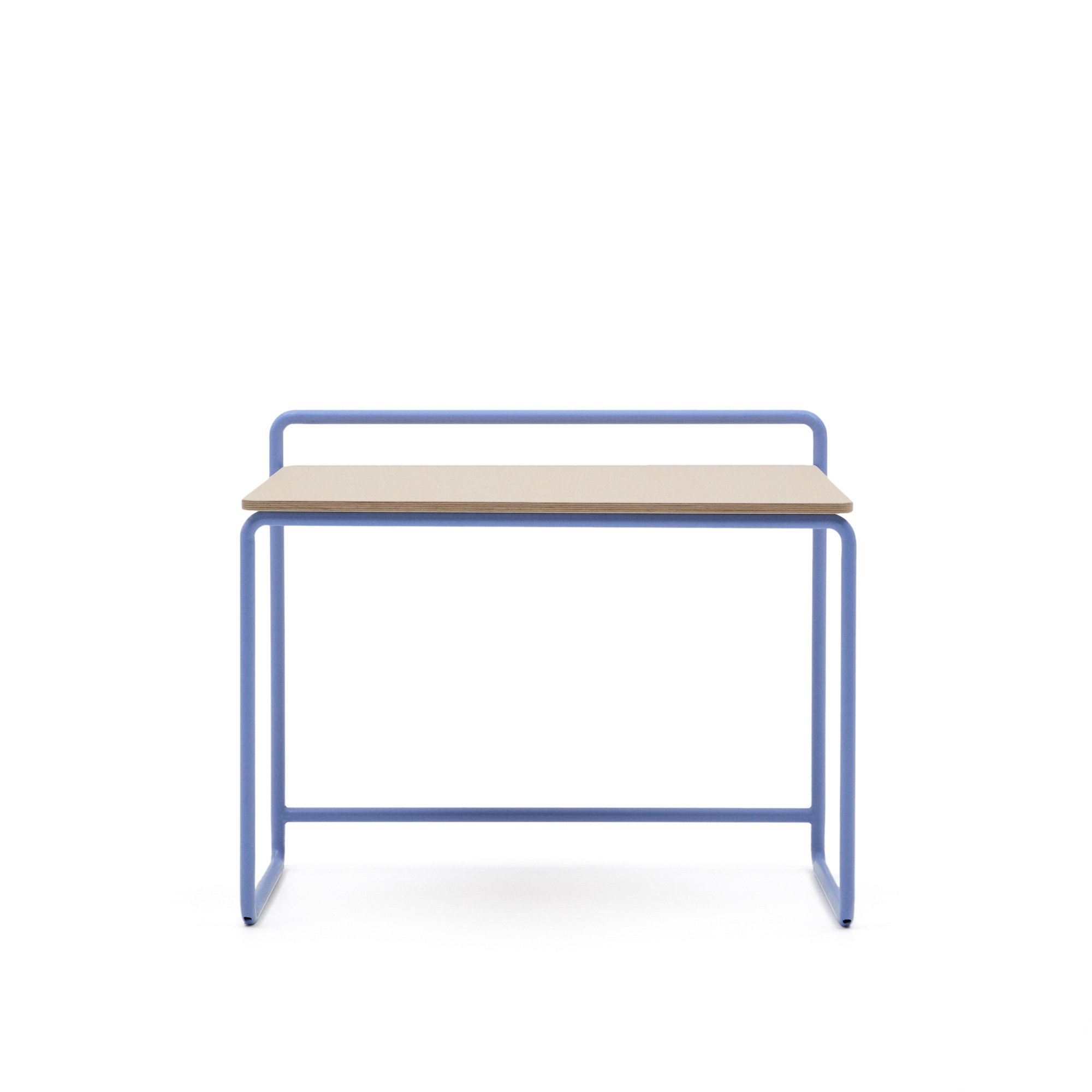 Bureau Tinn en placage de frêne et structure en métal bleu 82 x 45 cm