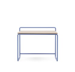 Scrivania Tinn in impiallacciatura di frassino e struttura in metallo blu 82 x 45 cm