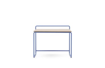 Tinn ash veneer desk with a blue metal structure, 82 x 45 cm