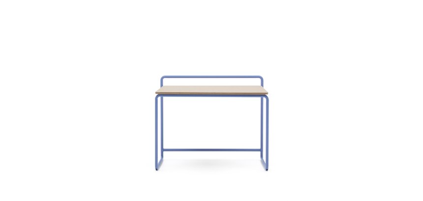 Bureau Tinn en placage de frêne et structure en métal bleu 82 x 45 cm