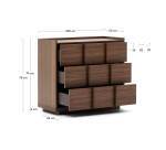 Commode Onix 3 tiroirs en placage de noyer finition foncée 100 x 78 cm FSC Mix Credit