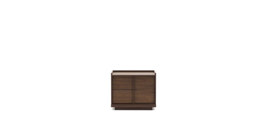 Bedside table Onix 2 drawers in dark walnut veneer finish 60 x 47 cm