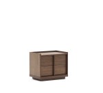 Table de nuit Onix 2 tiroirs en placage de noyer finition foncée 60 x 47 cm