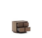 Table de nuit Onix 2 tiroirs en placage de noyer finition foncée 60 x 47 cm