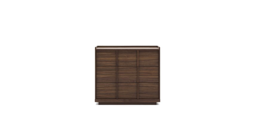 Commode Onix 3 tiroirs en placage de noyer finition foncée 100 x 78 cm