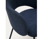 Chaise Maina en chenille épaisse bleue et pieds en acier finition bleue