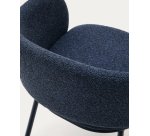 Chaise Maina en chenille épaisse bleue et pieds en acier finition bleue