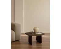 Pirita side table made from solid oak wood in a dark finish, 70.6 x 70 cm