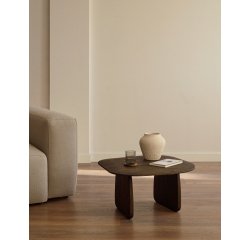 Pirita side table made from solid oak wood in a dark finish, 70.6 x 70 cm