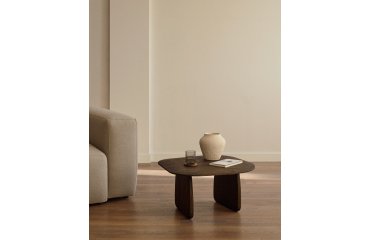 Pirita side table made from solid oak wood in a dark finish, 70.6 x 70 cm