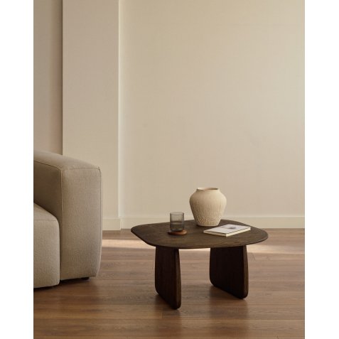 Pirita side table made from solid oak wood in a dark finish, 70.6 x 70 cm FSC 100%