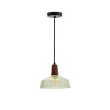 Silex green glass and walnut ceiling lamp, Ø 40 cm