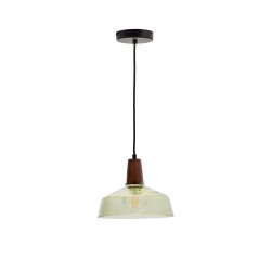 Lampada a soffitto Silex di vetro verde e legno di noce Ø 40 cm