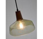 Plafonnier Silex en verre vert et bois de noyer Ø 40 cm