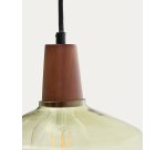 Plafonnier Silex en verre vert et bois de noyer Ø 40 cm