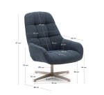 Fauteuil pivotant Jaspe bleu et métal gris