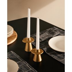 Aiko large gold-coloured aluminium candle holder