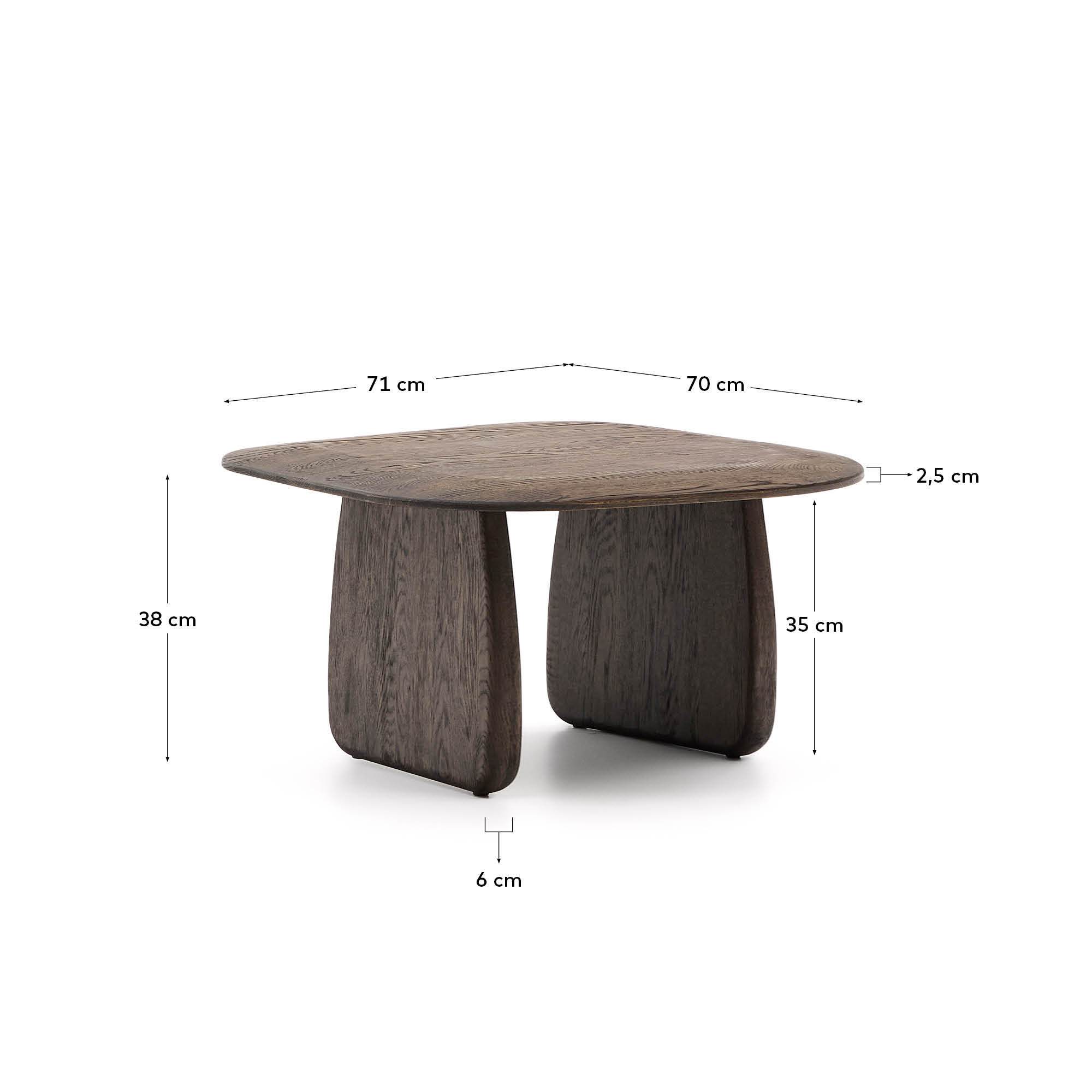 Table auxiliaire Pirita en bois de chêne finition foncée 70,6 x 70 cm FSC 100 %