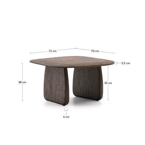 Table auxiliaire Pirita en bois de chêne finition foncée 70,6 x 70 cm FSC 100 %
