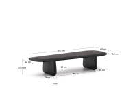 Table basse Pirita en bois de chêne finition noire 146 x 56,5 cm