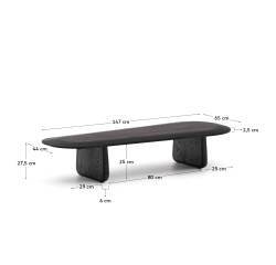 Table basse Pirita en bois de chêne finition noire 146 x 56,5 cm
