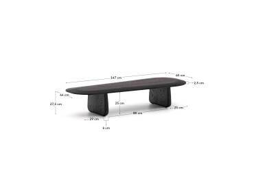 Table basse Pirita en bois de chêne finition noire 146 x 56,5 cm FSC 100 %