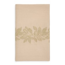 Nappe Oreti en coton et lin beige broderie cacao en lurex doré 150x250cm